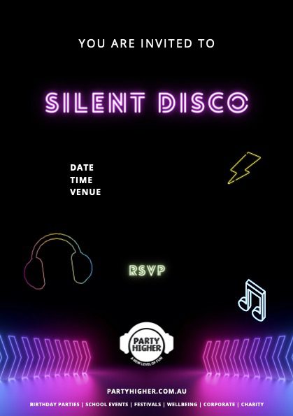 Preview of PDF Invitation for Kids Silent Disco Party at Your home/Venue