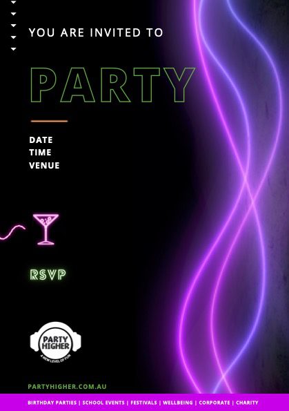 Preview of PDF Invitation for Adult Silent Disco Party at Your home/Venue